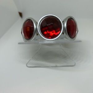 Silver Ring with Red Gemstones
